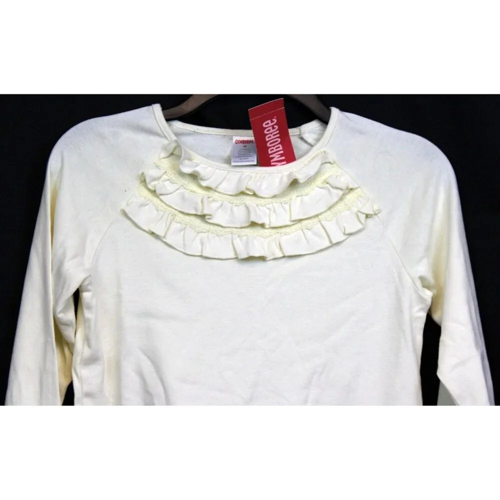 2006 Gymboree Park City Luxe White Ruffle Neck Cowgirl Boot Shirt sz 12 NWT Cute